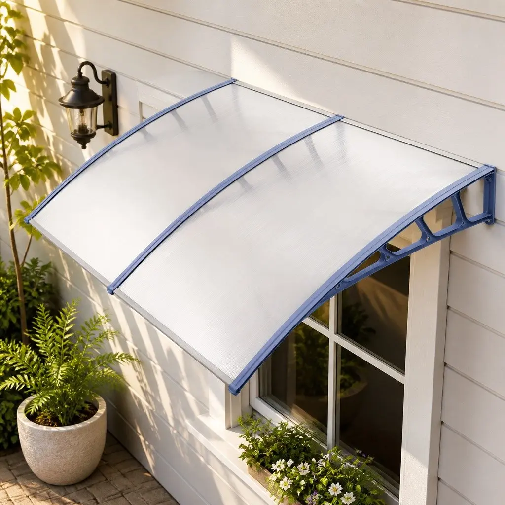 Awning Canopy Polycarbonate 1.5M x 2M Clear Grey Frame