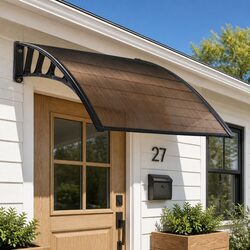 Durable 1.5M x 3M Brown Awning Canopy with Black Brackets