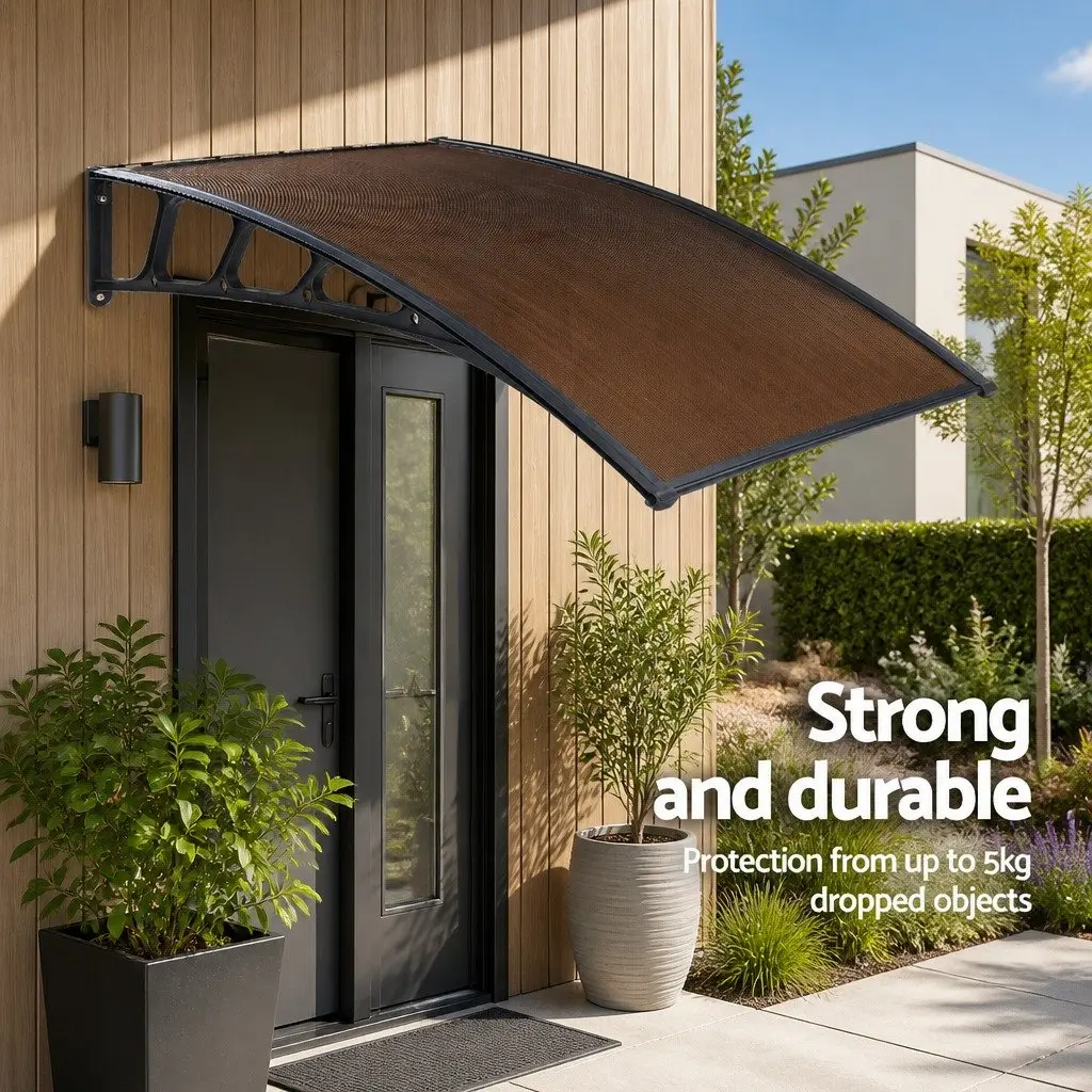 1.5M x 3M Brown Awning Canopy with Black Brackets