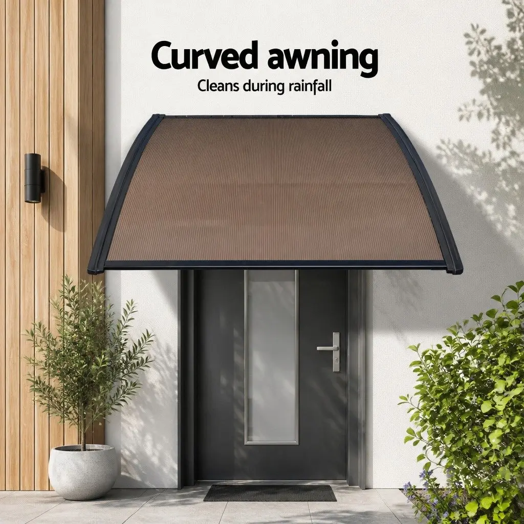1.5M x 3M Brown Awning Canopy with Black Brackets