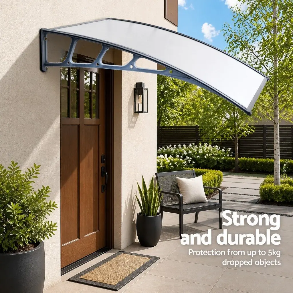 1.5m x 4m Clear Panel Awning Canopy with Grey Brackets