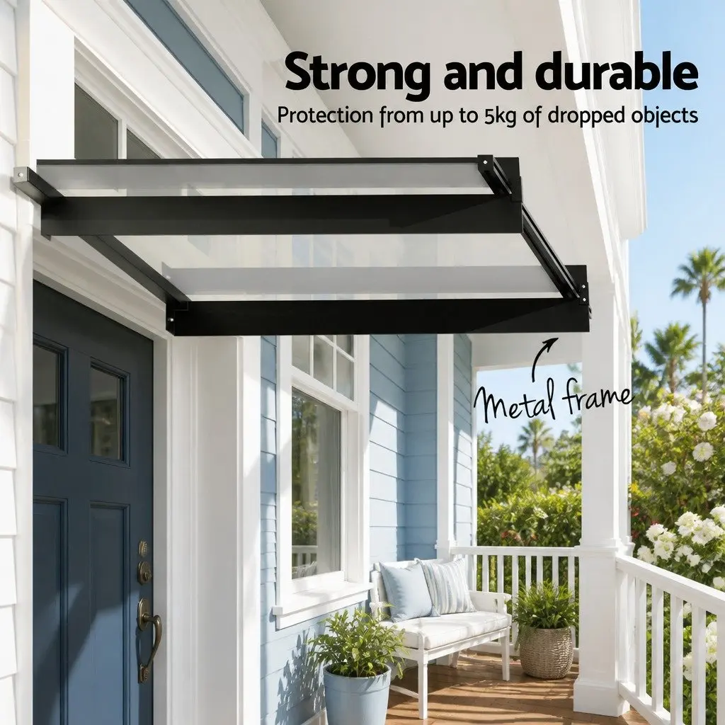 Awning Canopy Polycarbonate Panel 1m x 1m Transparent Metal Frame
