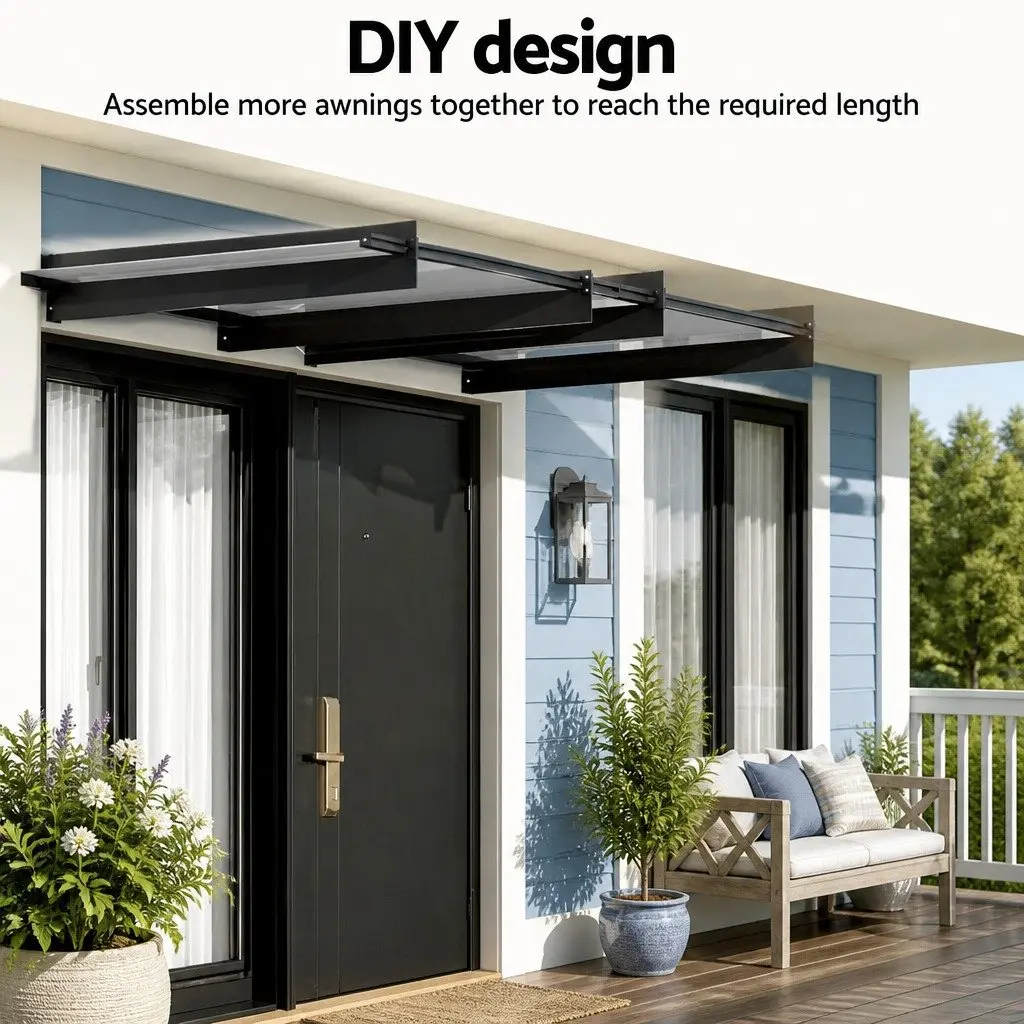 Awning Canopy Polycarbonate Panel 1m x 1m Transparent Metal Frame