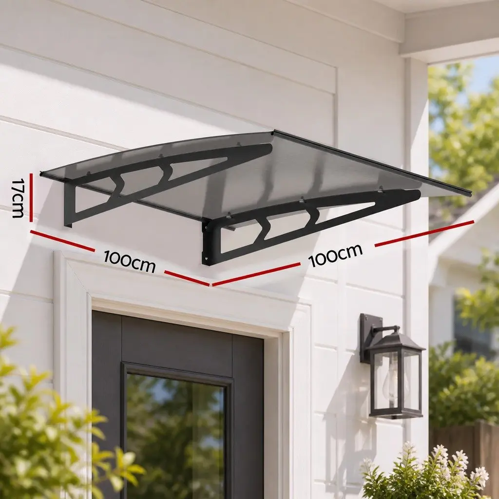 Grey Polycarbonate Window Door Awning 1m x 1m