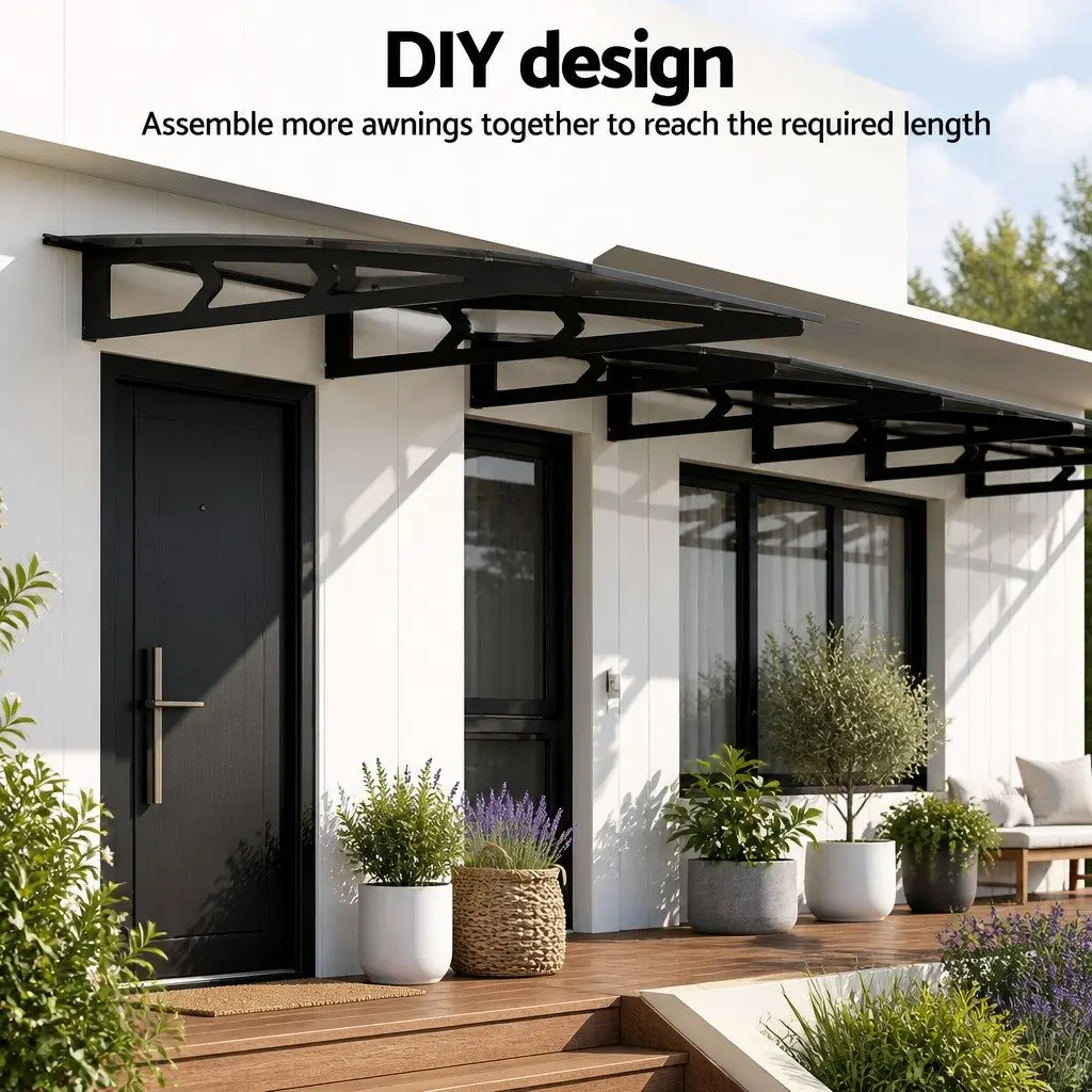 Grey Polycarbonate Window Door Awning 1m x 1m