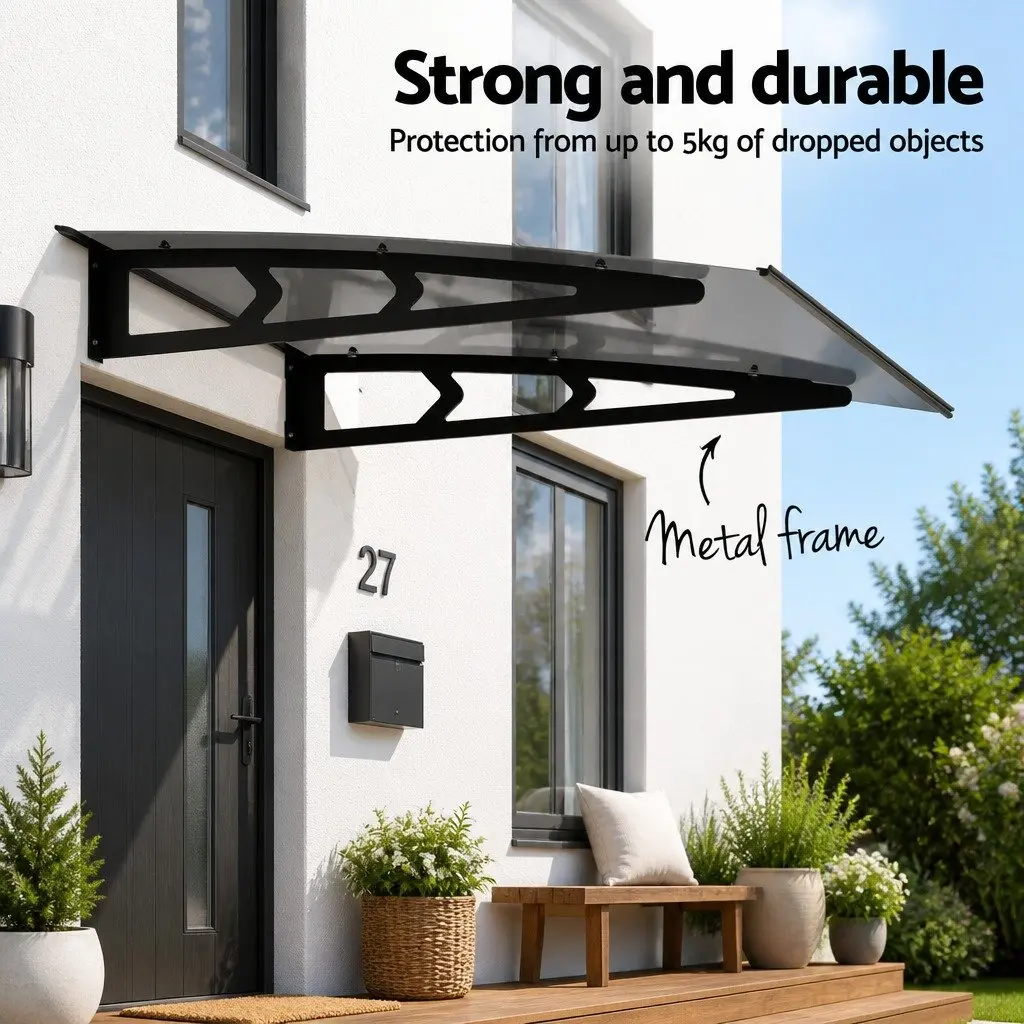 Grey Polycarbonate Window Door Awning 1m x 1m