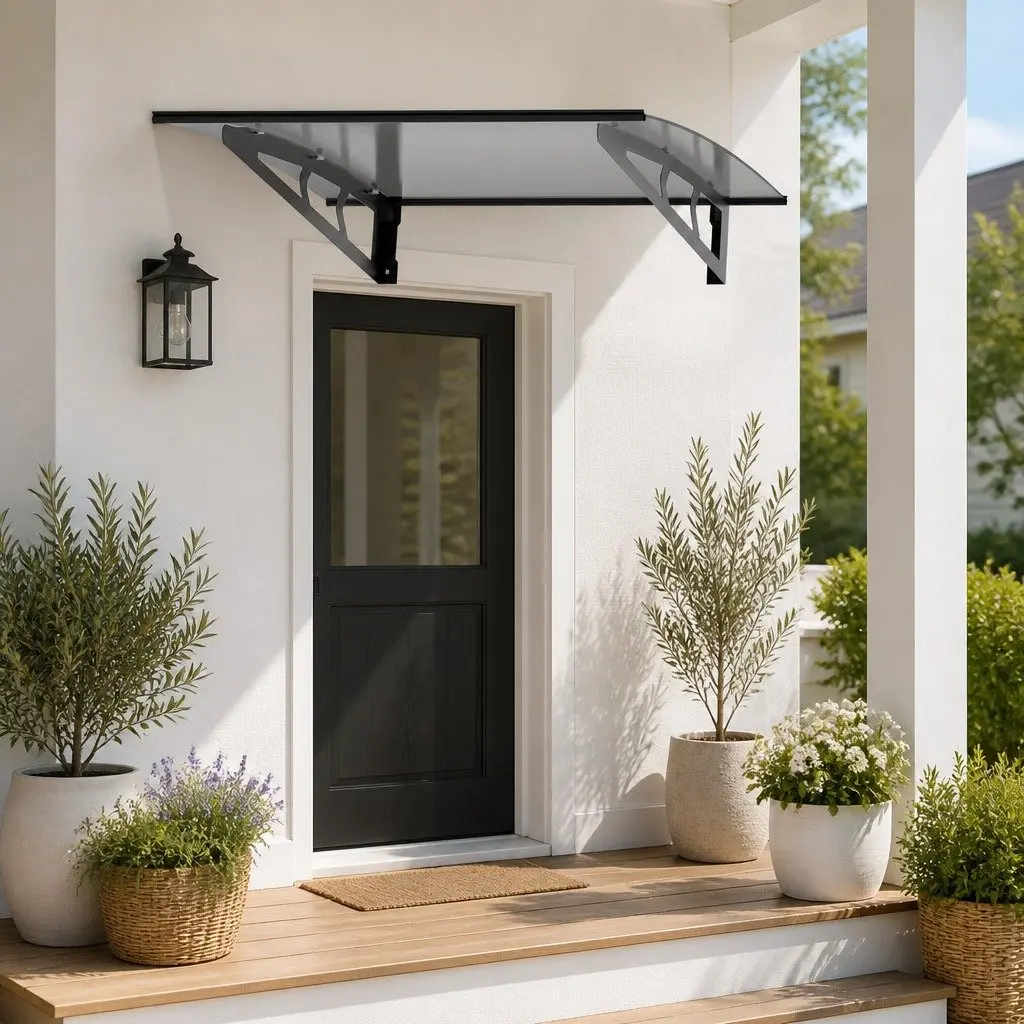 Grey Polycarbonate Window Door Awning 1m x 1m