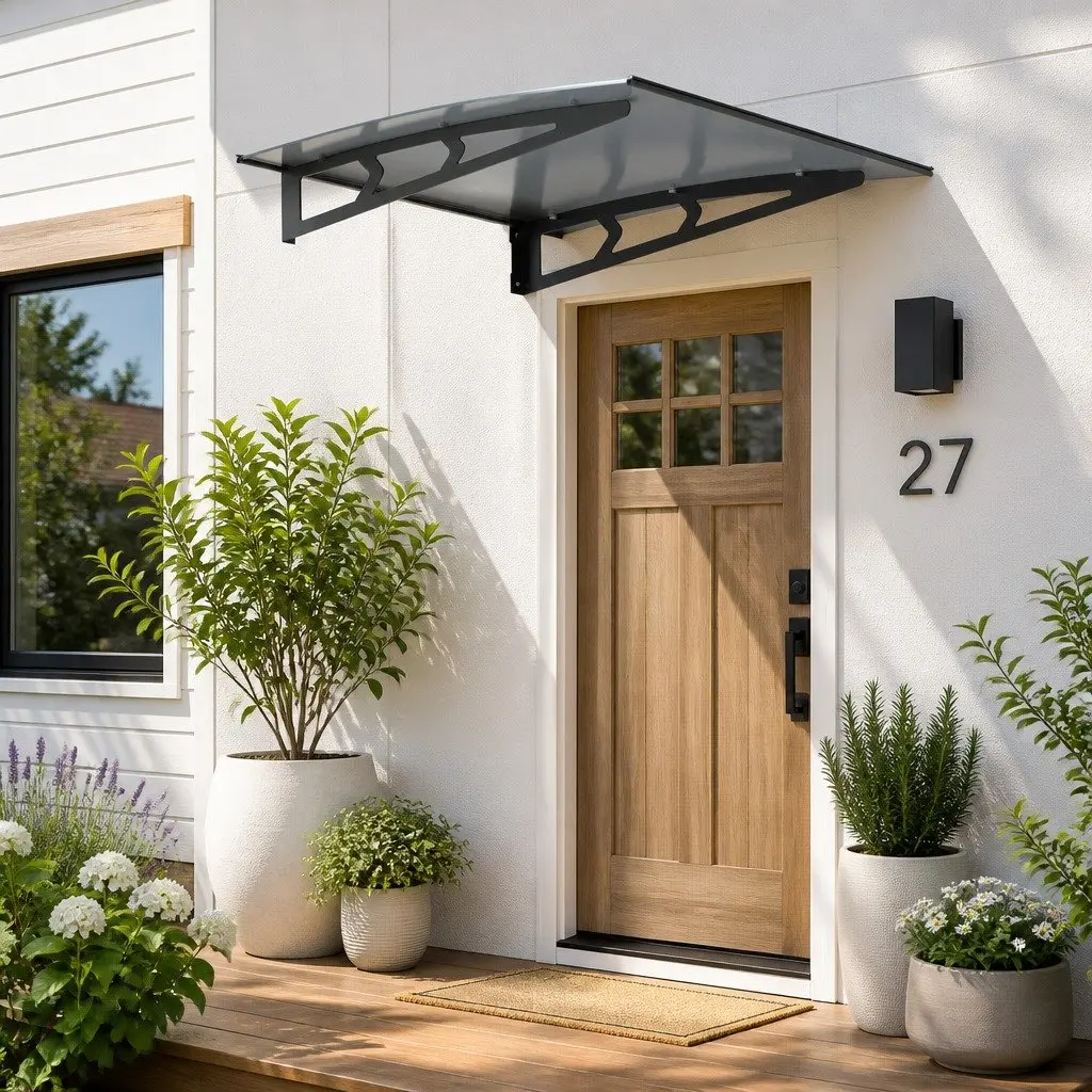 Grey Polycarbonate Window Door Awning 1m x 1m