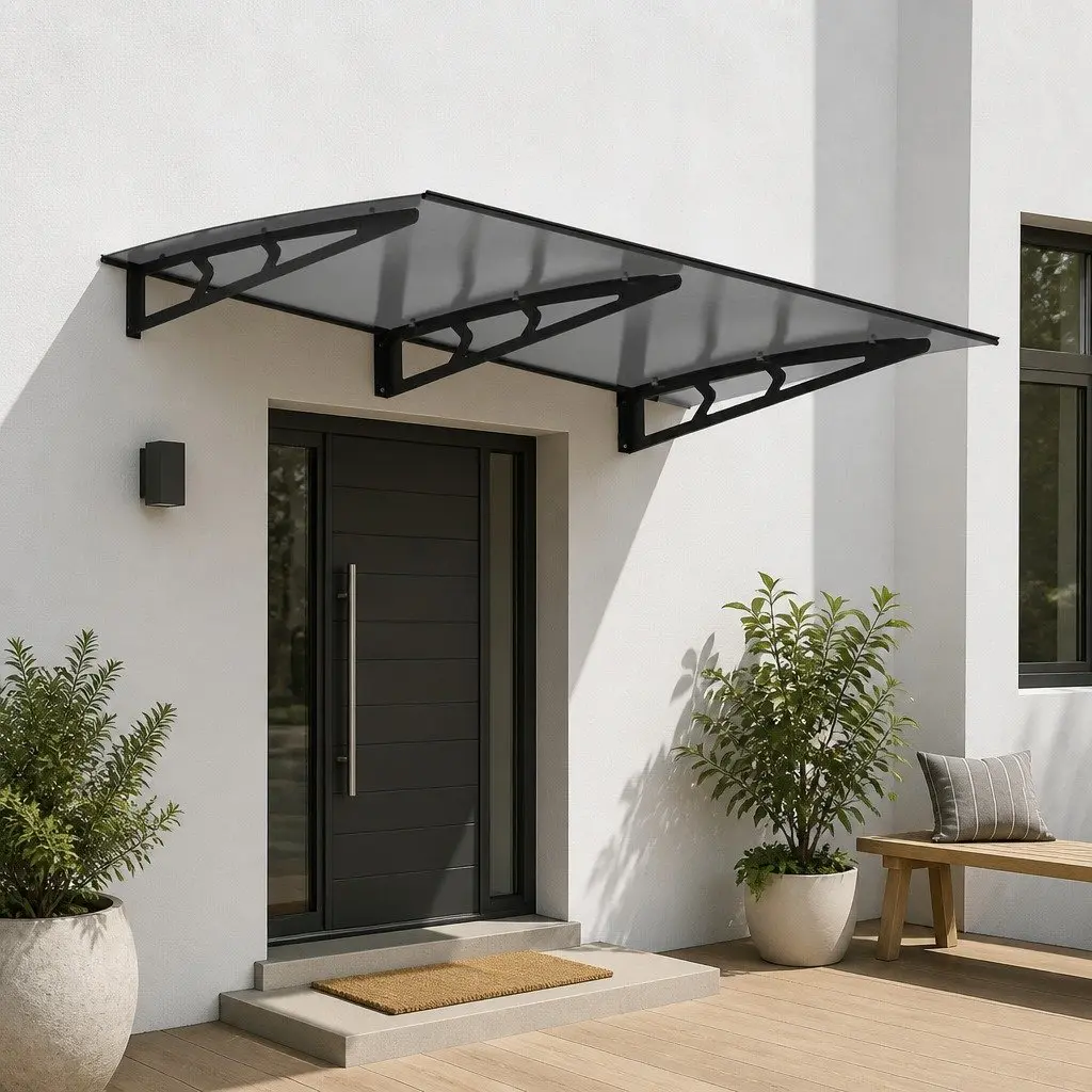 Grey Polycarbonate Window Door Awning 1m x 2m