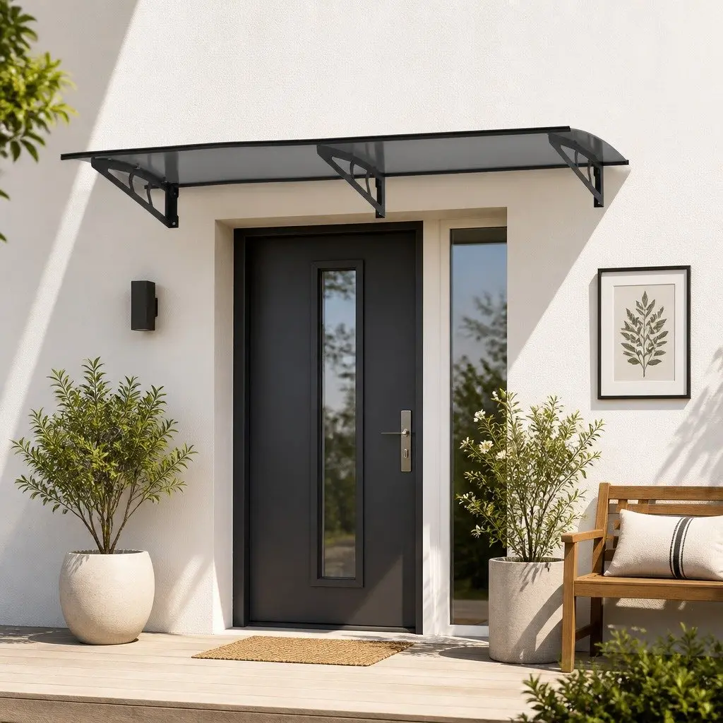 Grey Polycarbonate Window Door Awning 1m x 2m