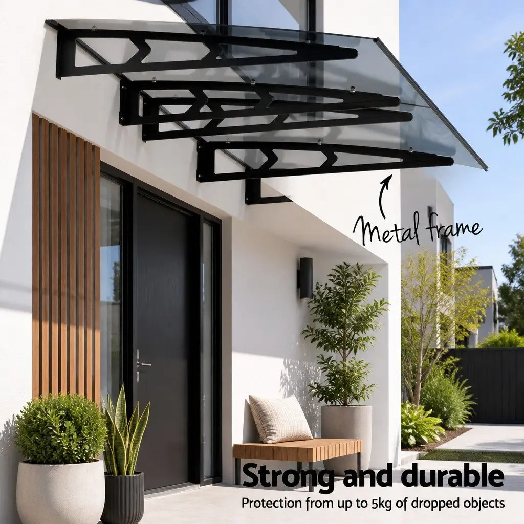 Grey Polycarbonate Window Door Awning 1m x 2m