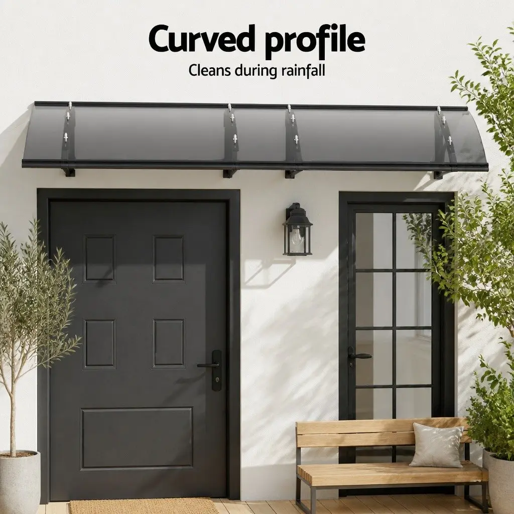 Grey Polycarbonate Window Door Awning 1m x 2m