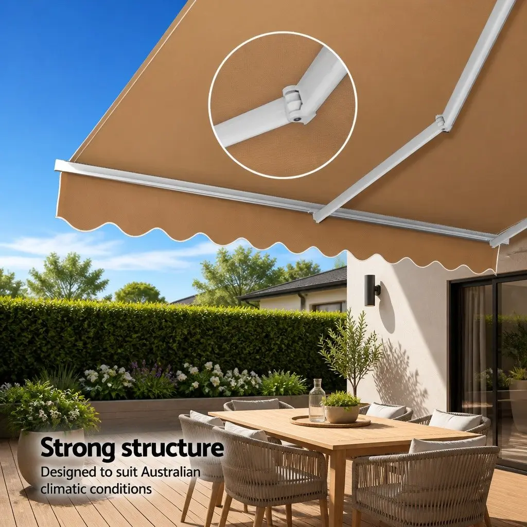Folding Arm Awning Polyester 2.5m x 2m Beige