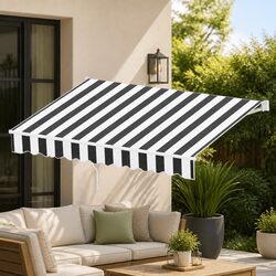 Retractable Folding Arm Awning Manual Hand Crank Sunshade 2.5m x 2m Patio