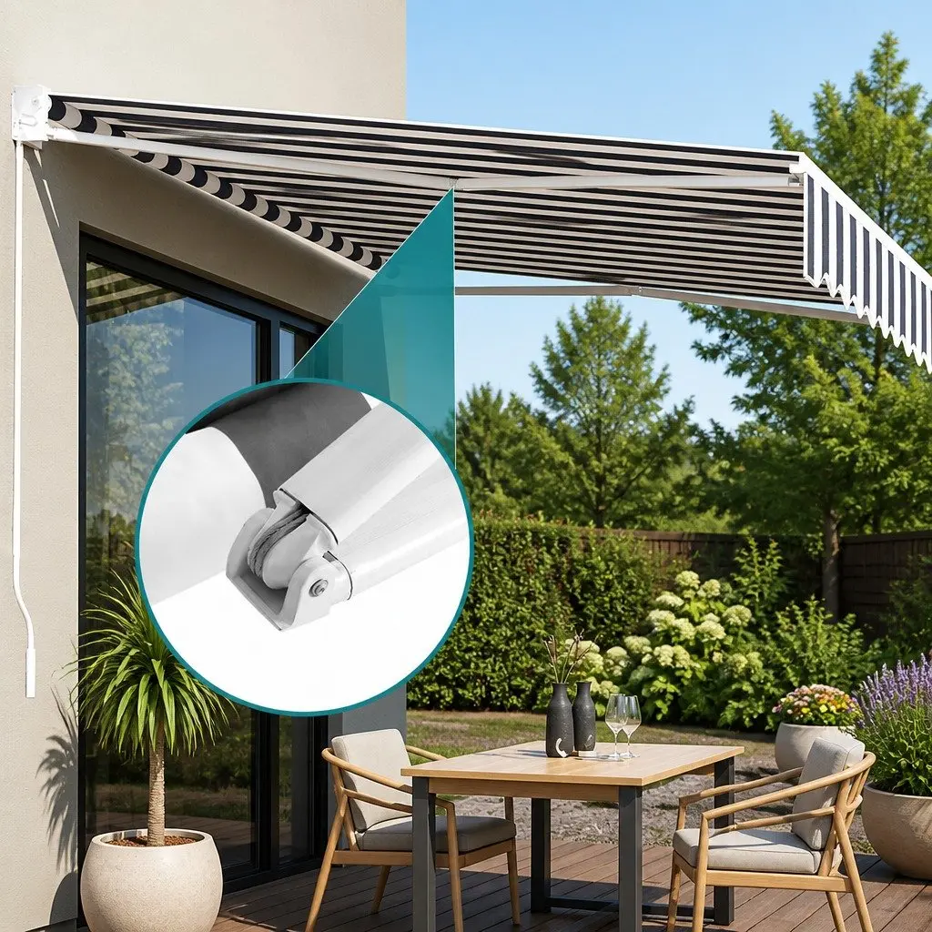 Folding Arm Awning Aluminium 2.5m x 2m Grey or White