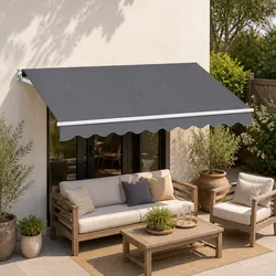 Durable 3M X 2M Grey Retractable Folding Awning