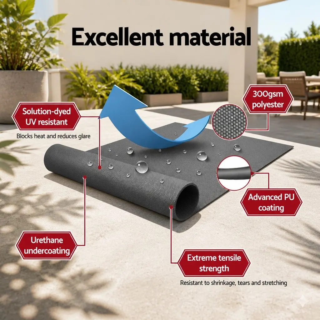 Folding Arm Awning Aluminium 3M X 2M Grey Polyester