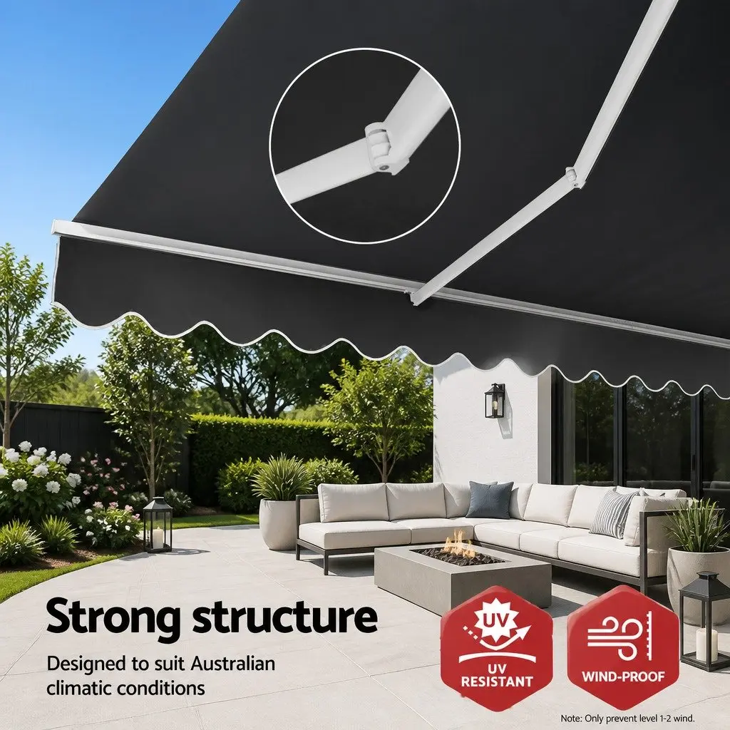 Folding Arm Awning Aluminium 3m x 2.5m Grey