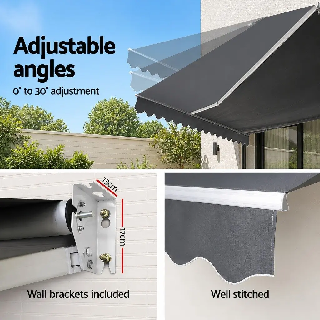 Folding Arm Awning Aluminium 3m x 2.5m Grey