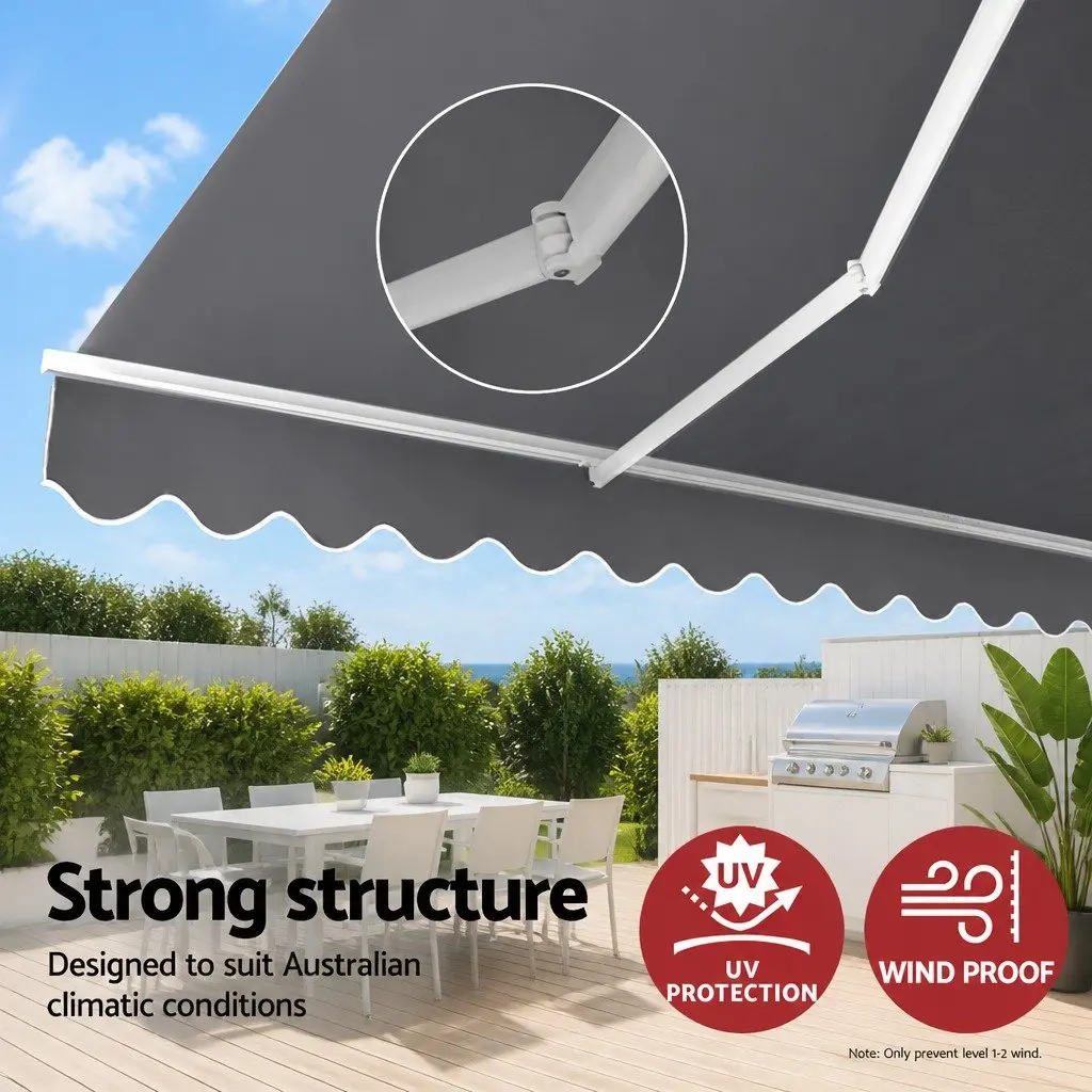 Folding Arm Awning with Manual Retract 3m x 2.5m