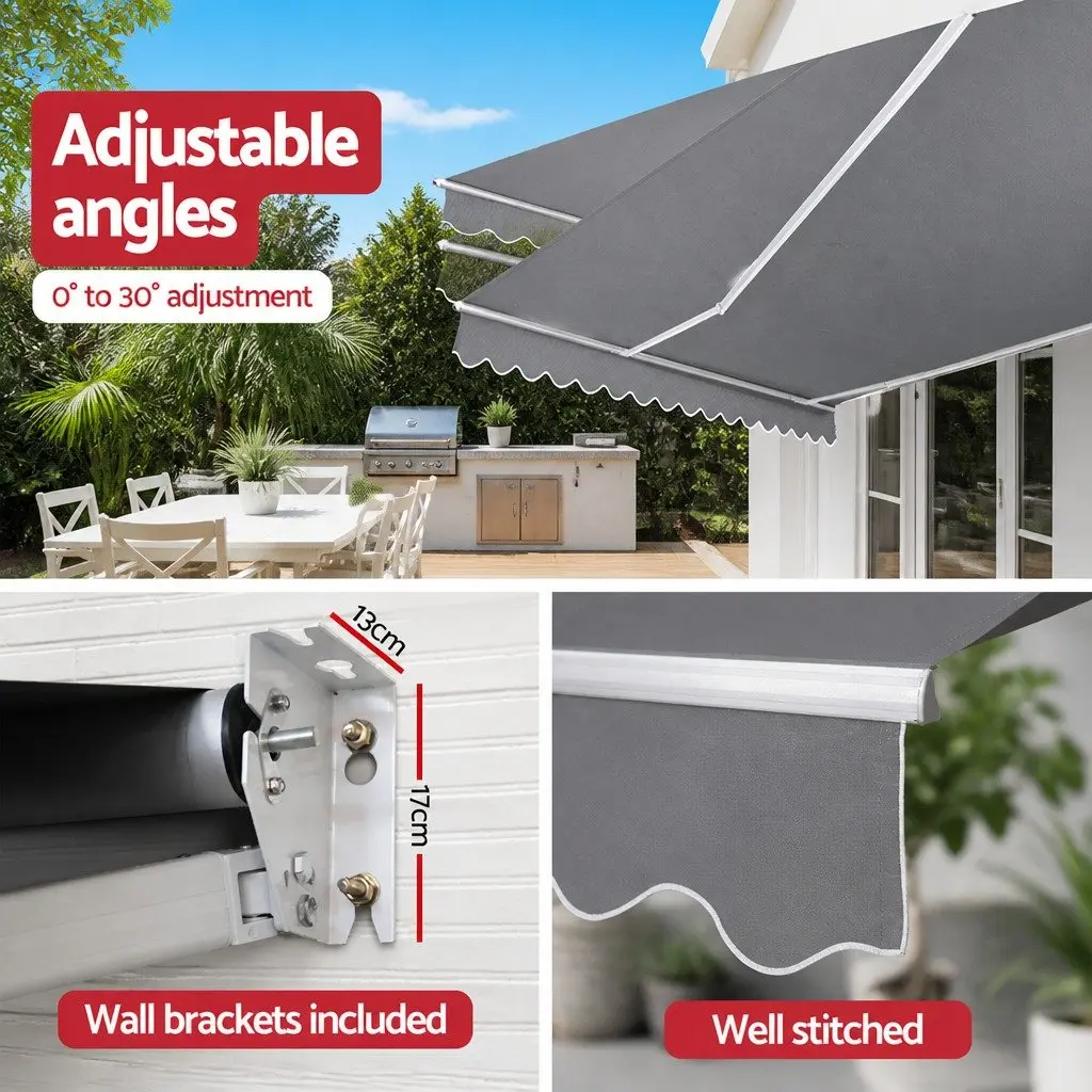 Folding Arm Awning with Manual Retract 3m x 2.5m