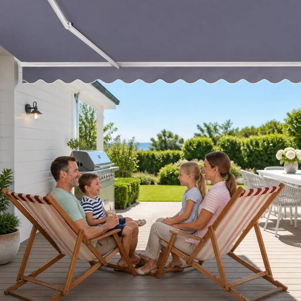 Folding Arm Awning with Manual Retract 3m x 2.5m
