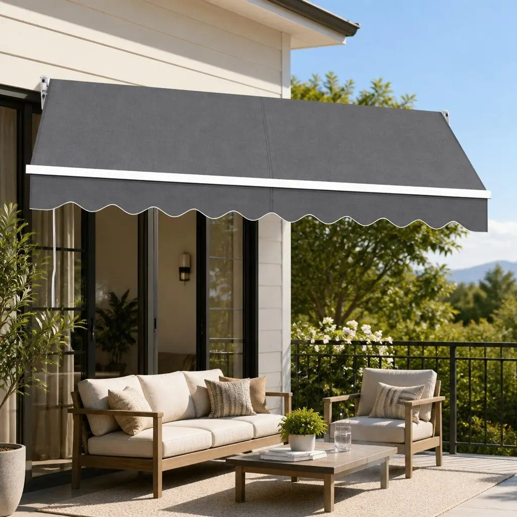 Folding Arm Awning Aluminium 3.5M x 2.5M Grey