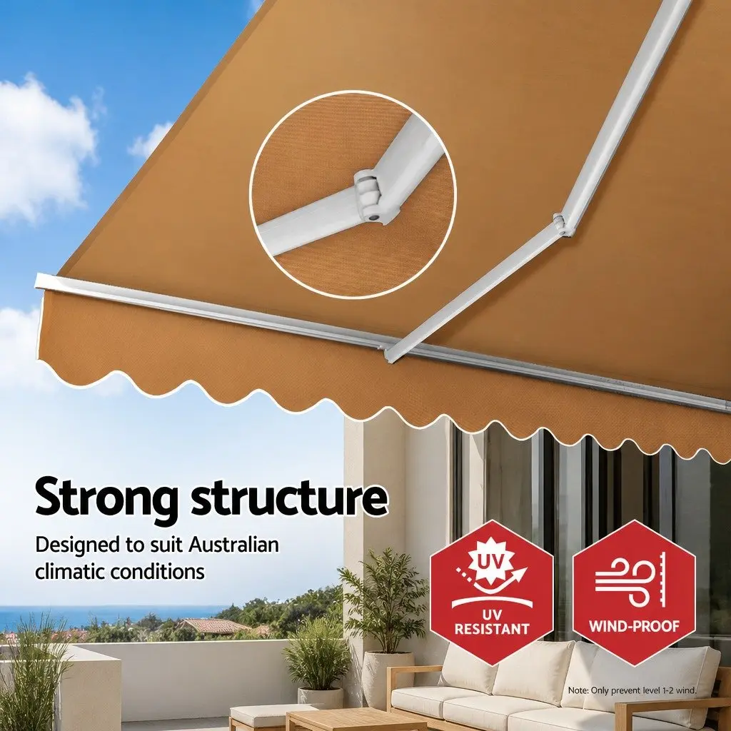 Folding Arm Awning Aluminium 4M x 3M Beige Polyester