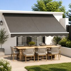 Retractable Folding Arm Awning Manual 4m x 3m Sunshade Garden Patio Grey