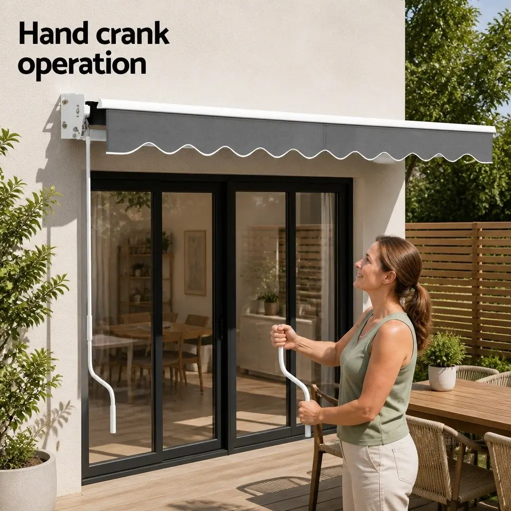 Folding Arm Awning Aluminium 4m x 3m Grey