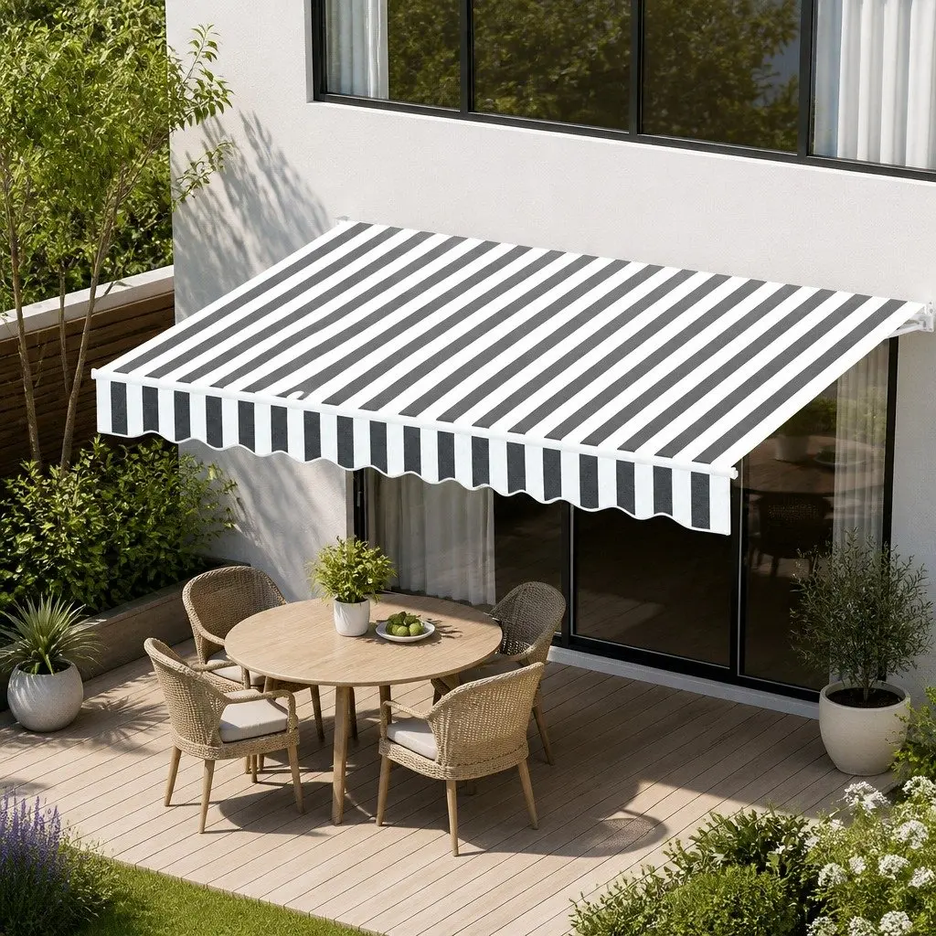 4m x 3m Manual Hand Crank Folding Awning for Outdoor Spaces
