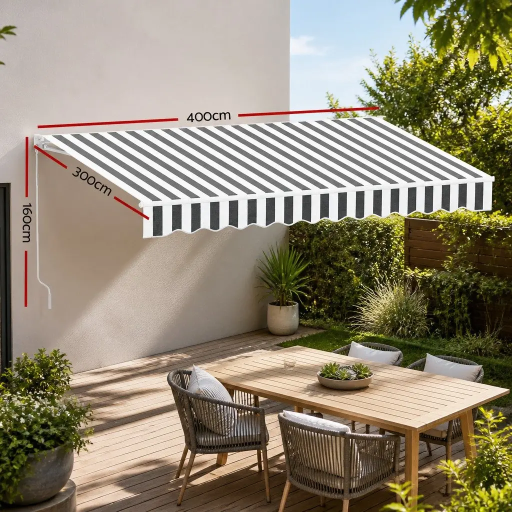4m x 3m Manual Hand Crank Folding Awning for Outdoor Spaces