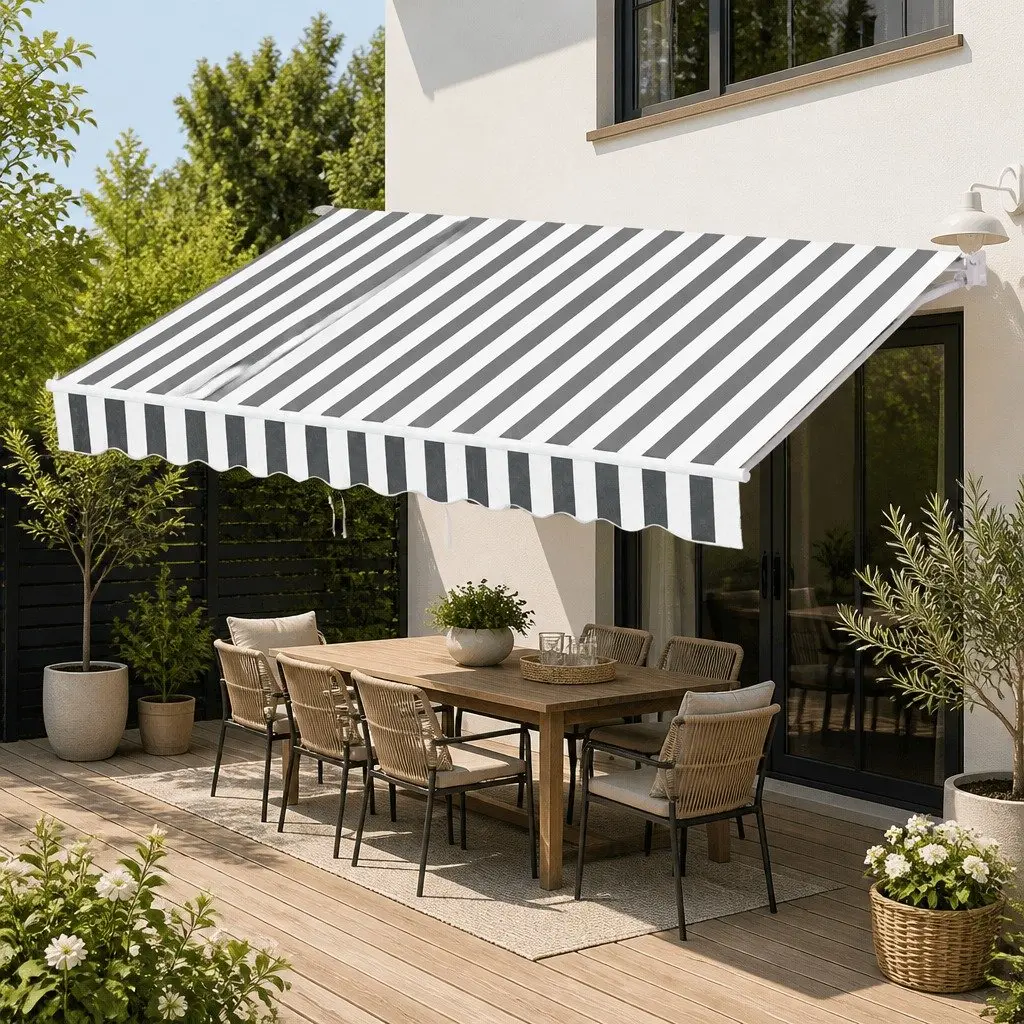 4m x 3m Manual Hand Crank Folding Awning for Outdoor Spaces