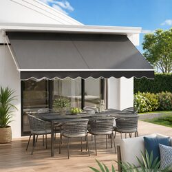 Premium Folding Arm Awning with Manual Crank 4.5M x 2.5M Grey