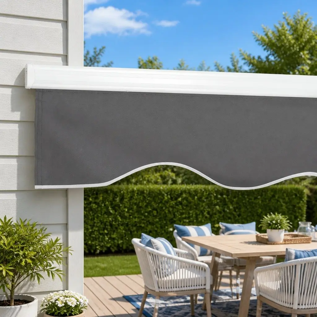 Folding Arm Awning Aluminium 4.5M x 2.5M Grey