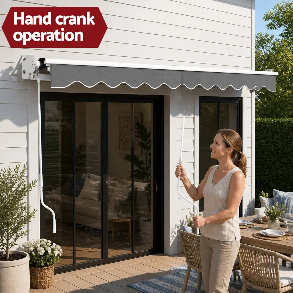 Folding Arm Awning Aluminium 4.5M x 2.5M Grey