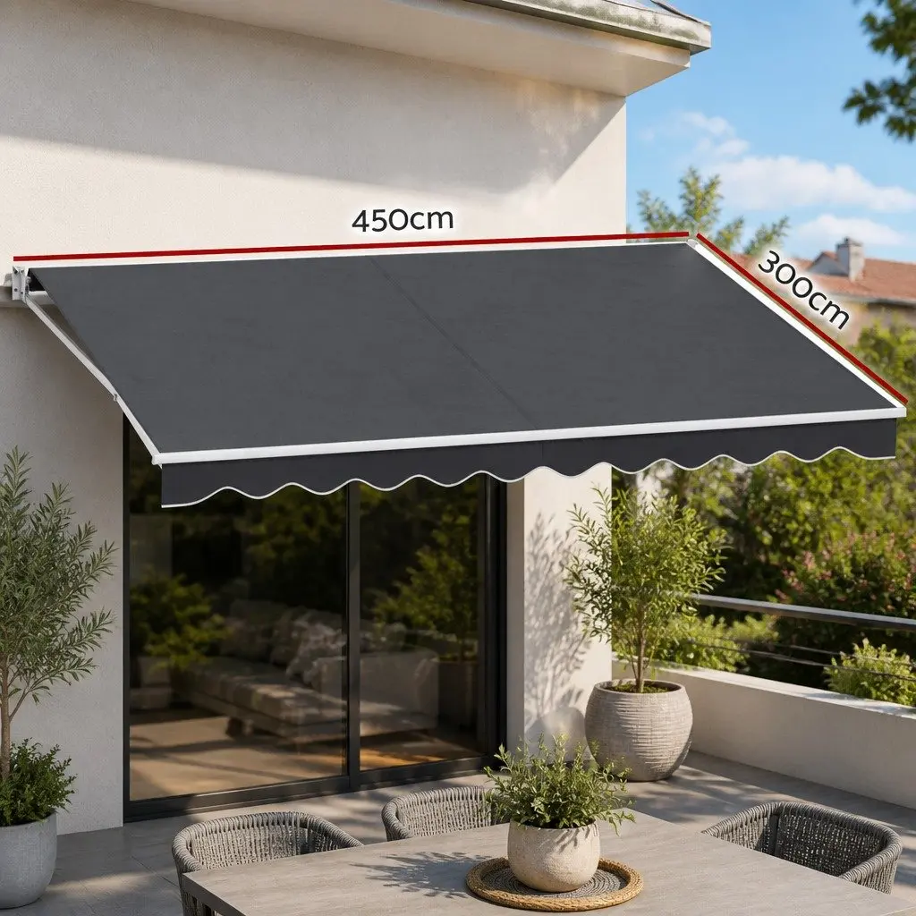 Folding Arm Awning 4.5m x 3m Grey