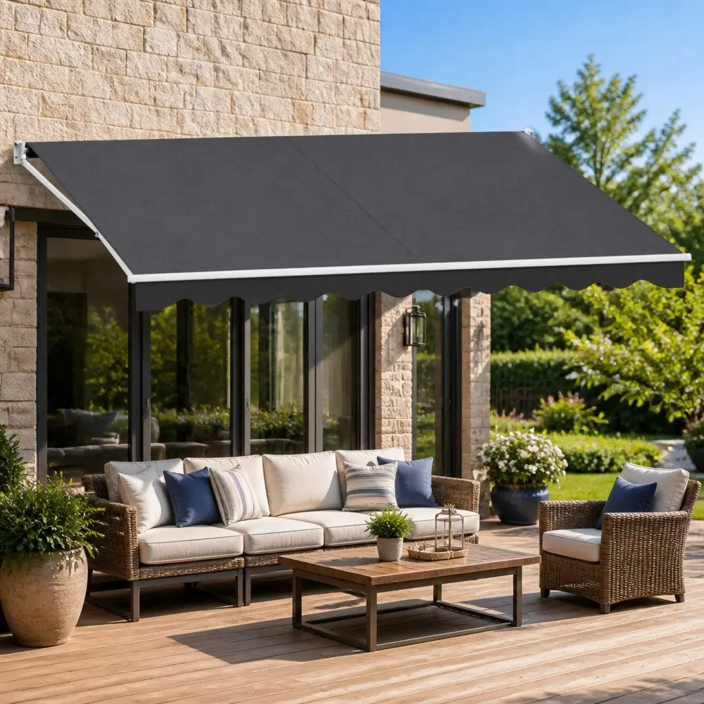 Folding Arm Awning 4.5m x 3m Grey