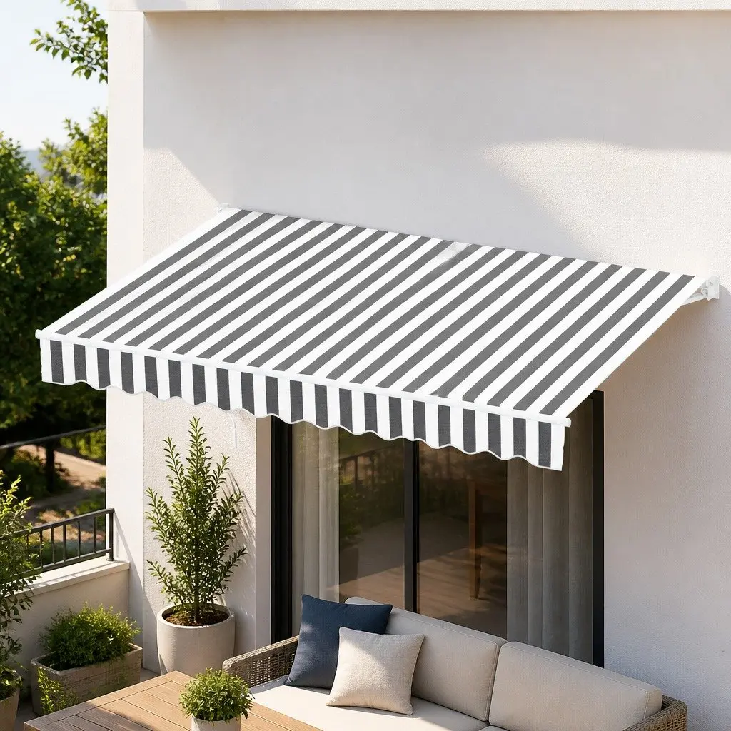 Retractable Folding Arm Awning 4.5m x 3m Grey