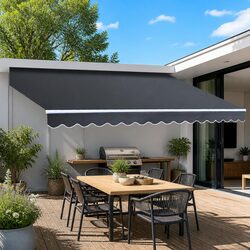 Premium Folding Arm Awning for Patios 5m x 3m Grey