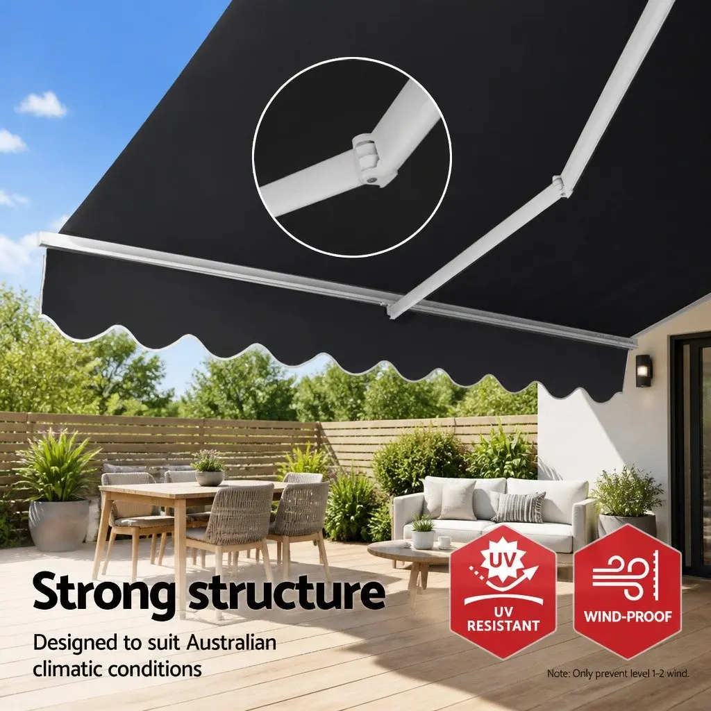 Folding Arm Awning Aluminium 5m x 3m Grey