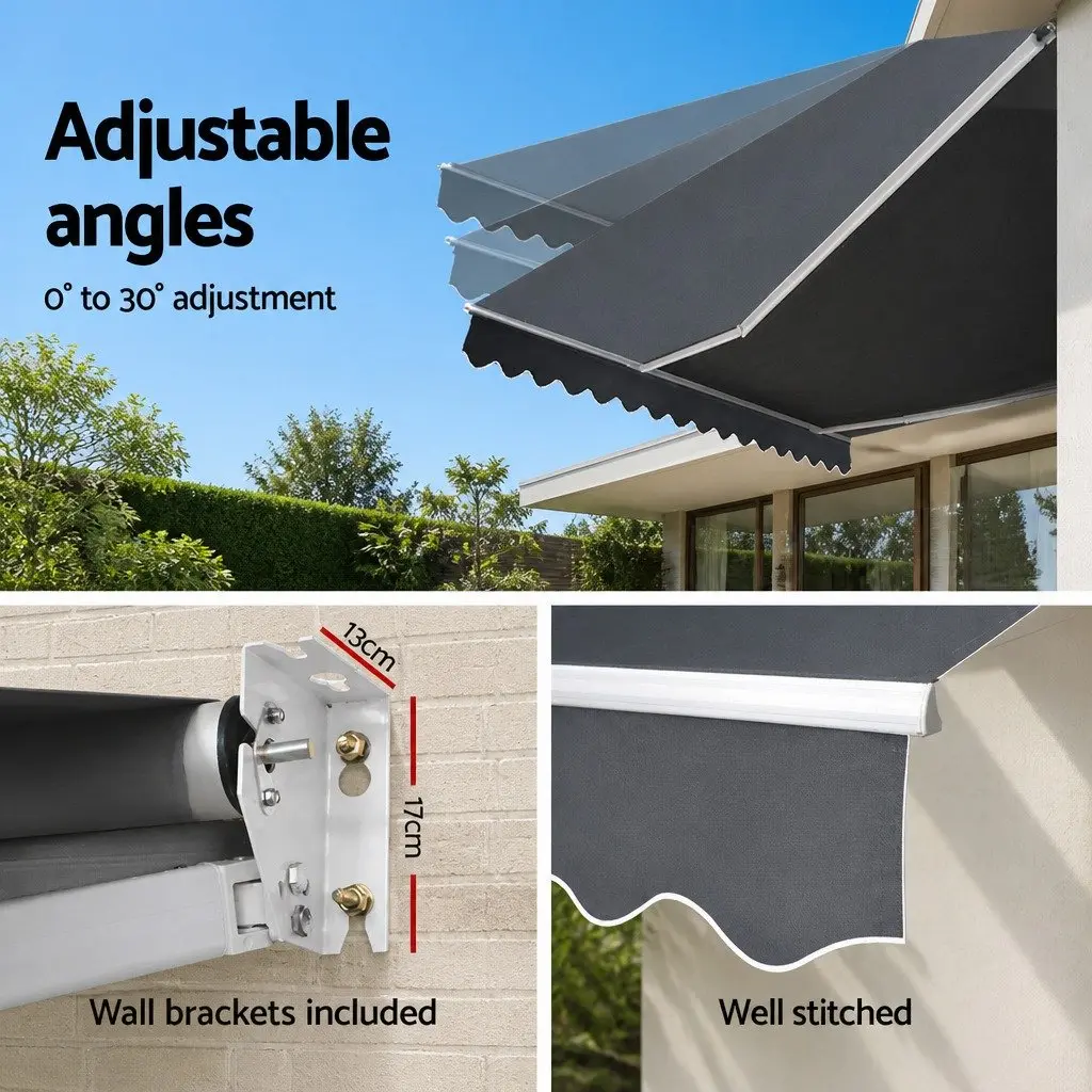 Folding Arm Awning Aluminium 5m x 3m Grey