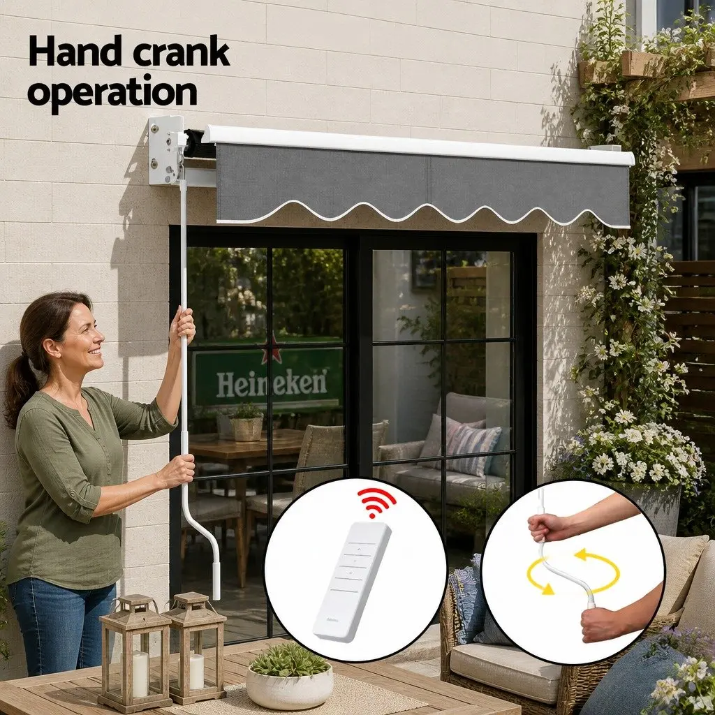 Folding Arm Awning Aluminium 2m x 1.5m Grey
