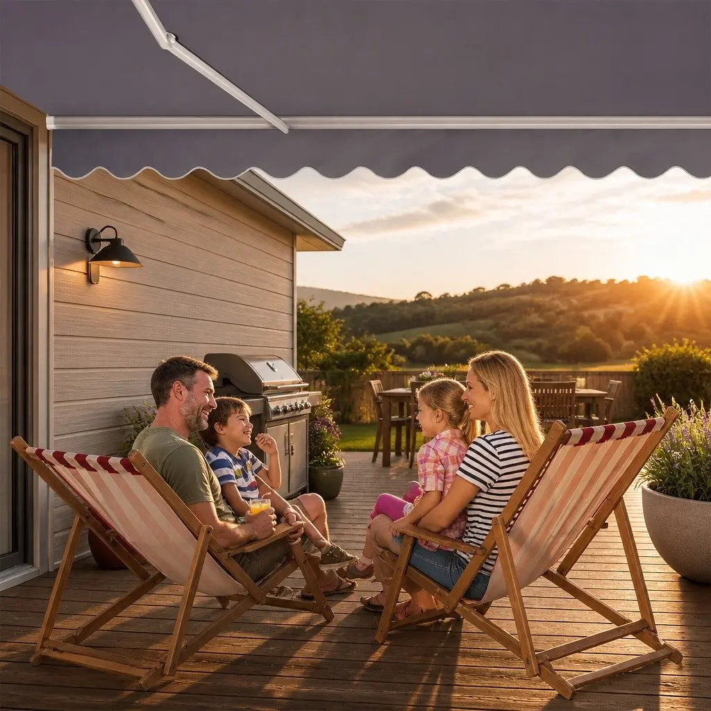 Motorised Retractable Awning 2.5M x 2M Grey