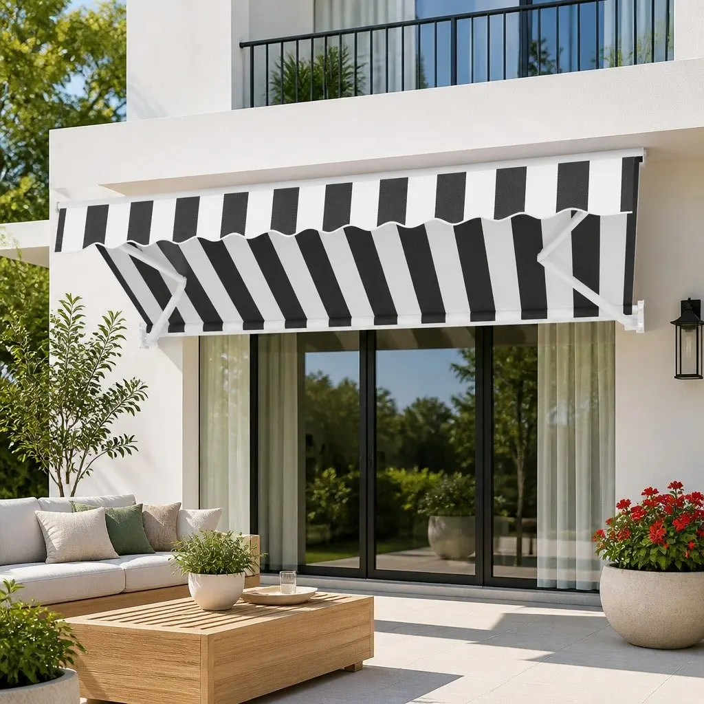Retractable Folding Arm Awning Aluminium 2.5m x 2m Grey