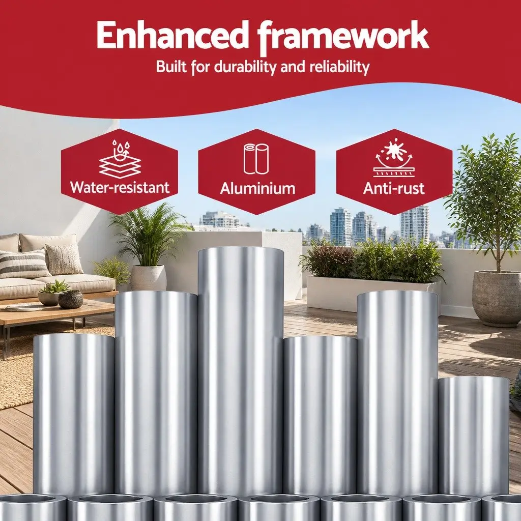 Folding Arm Awning Aluminium 3M x 2M Grey Polyester