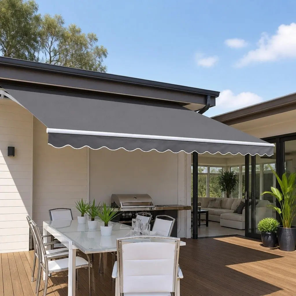 Motorised Folding Awning 3m x 2.5m Grey