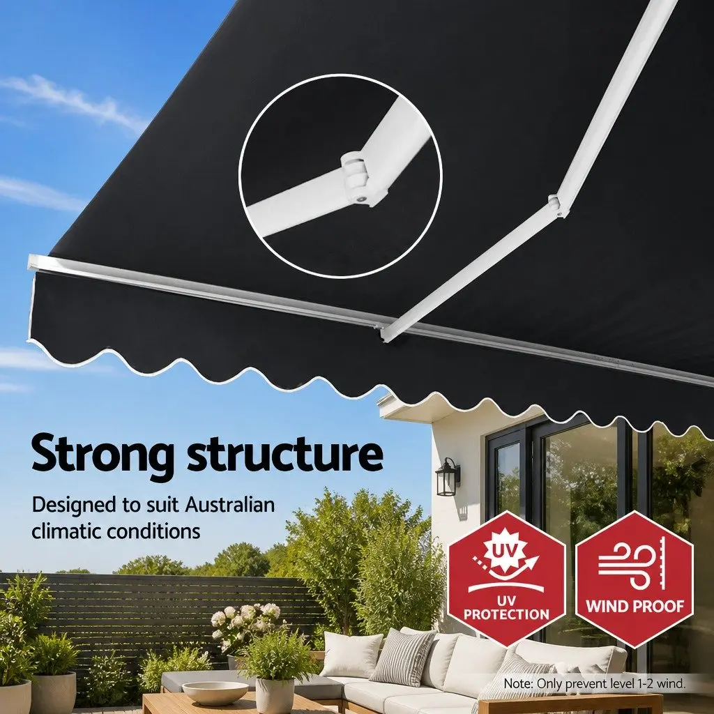 Motorised Folding Awning 3m x 2.5m Grey