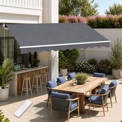 Motorised Retractable Folding Arm Awning 3.5M x 2.5M Grey