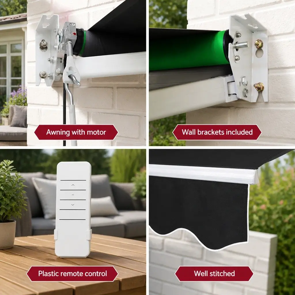 Motorised Retractable Awning 5m x 3m with Remote Control